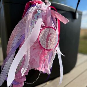 Dance Ribbon Bogg Bag Charm — Pink, Purple, White Beaded Accessory